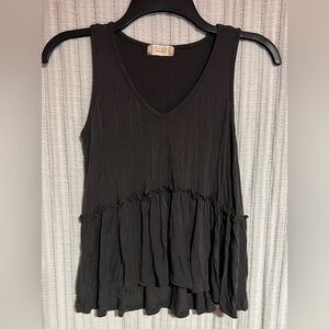 Altar'd State Charcoal Gray Ruffle Sleeveless Peplum Top